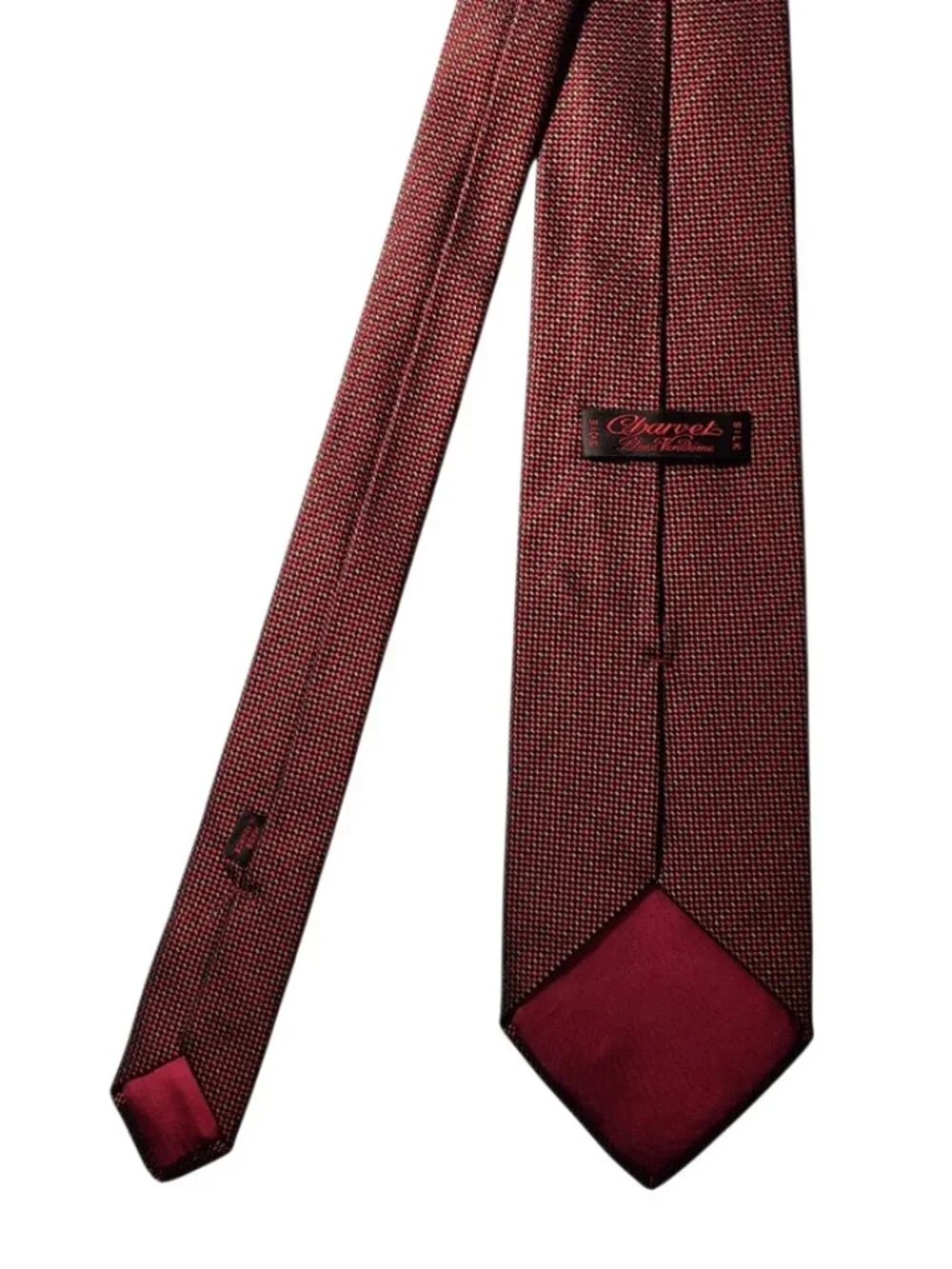Charvet Place Vendome Necktie Tie Red Brown Yellow Black Silk Made in France